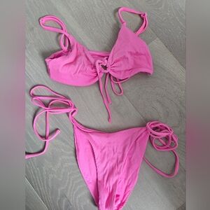 One One Swimear Set Neon pink Ribbed